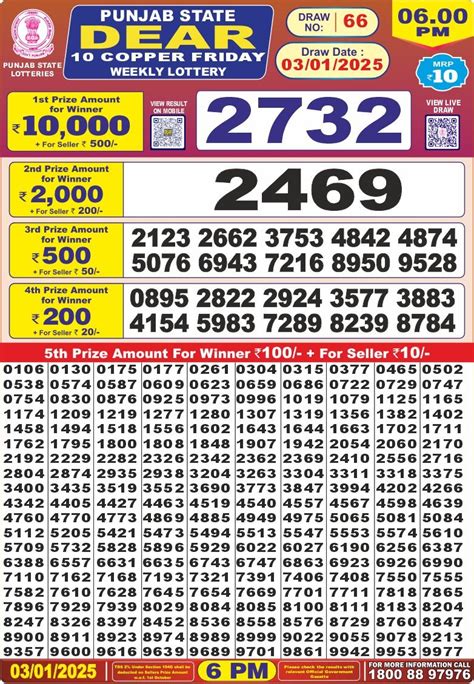 dear 10 red friday weekly lottery|Punjab State Lottery Results .